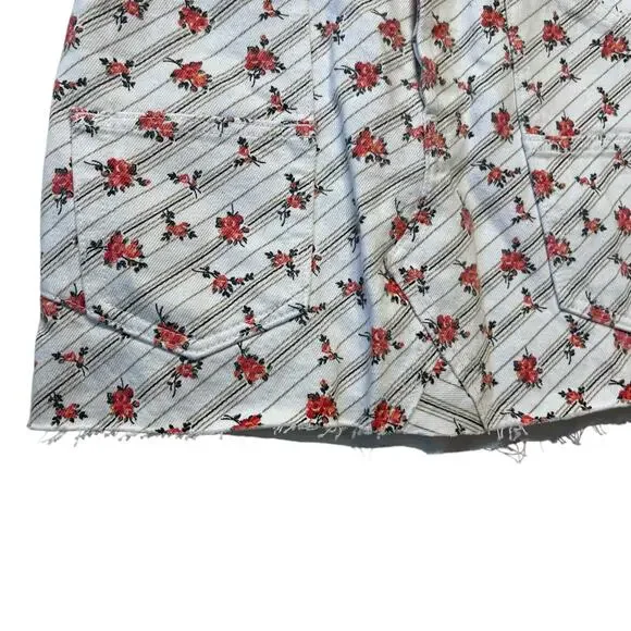 RE/DONE Originals Cargo Rose Print Denim Mini Skirt Size 25 - Picture 5 of 10
